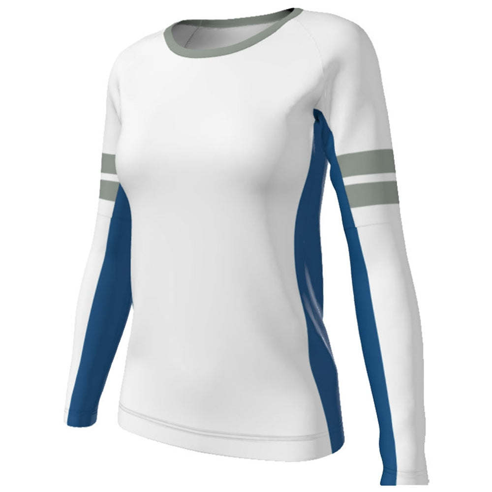 JUICE SUBLIMATED CREW NECK RAGLAN LONG SLEEVE FITTED JERSEY WITH MESH INSERT - Women's Volleyball